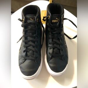 Puma Black and White High-Top Sneakers